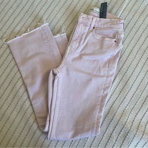 Zara light pink high waisted mini flare jeans